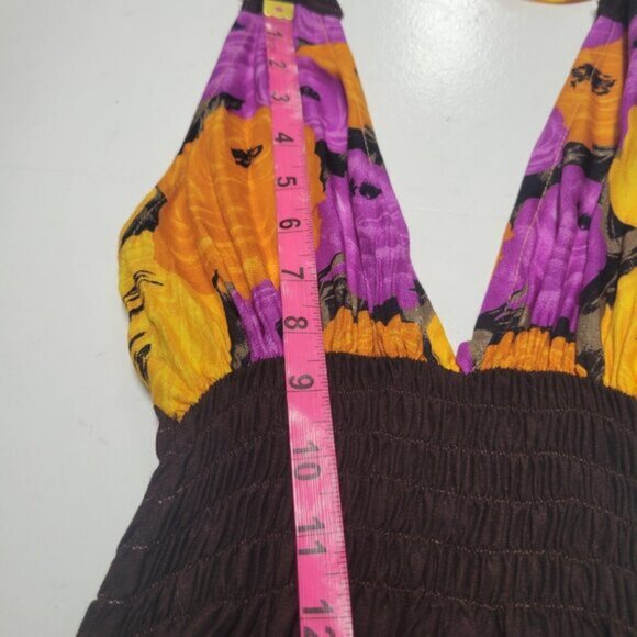 Halter Colorful Dress Summer Halter Dress in Purple and Orange Floral Print - Picture 10 of 16